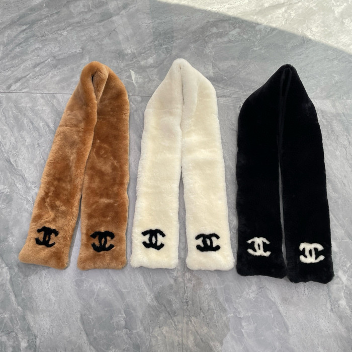 NIGO Chanel Women's Winter Reversible Shearling Sheep Leather Scarf Earmuffs #nigo97346