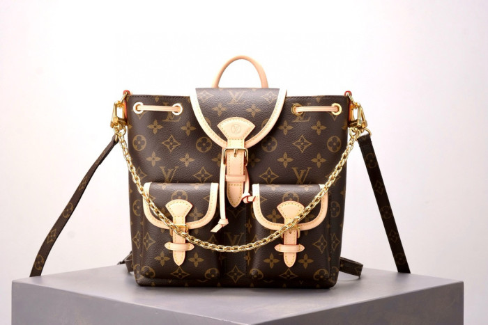 NIGO Louis Vuitton Women's Excursion Small Brown Leather Backpack Bag #nigo97335