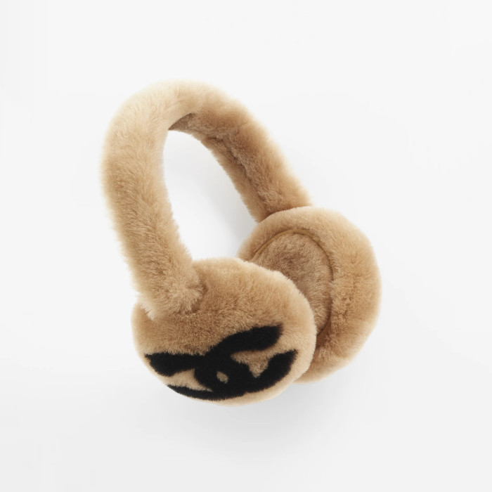 NIGO Chanel Women's Winter Reversible Shearling Sheep Leather Scarf Earmuffs #nigo97346