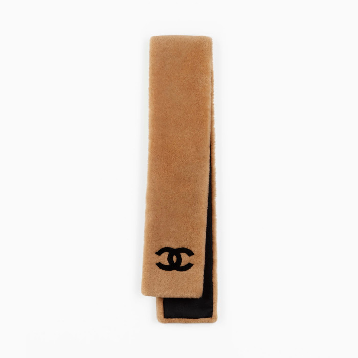NIGO Chanel Women's Winter Reversible Shearling Sheep Leather Scarf Earmuffs #nigo97346