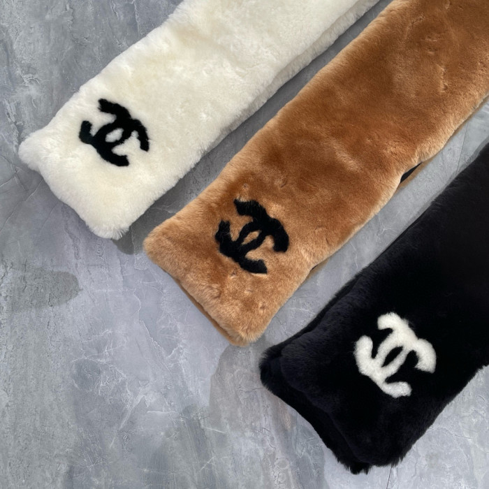 NIGO Chanel Women's Winter Reversible Shearling Sheep Leather Scarf Earmuffs #nigo97346