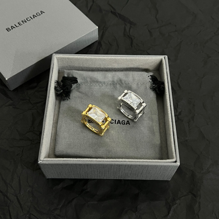NIGO Balenciaga Metal Monogrammed Rhinestone Double Ring #nigo97355