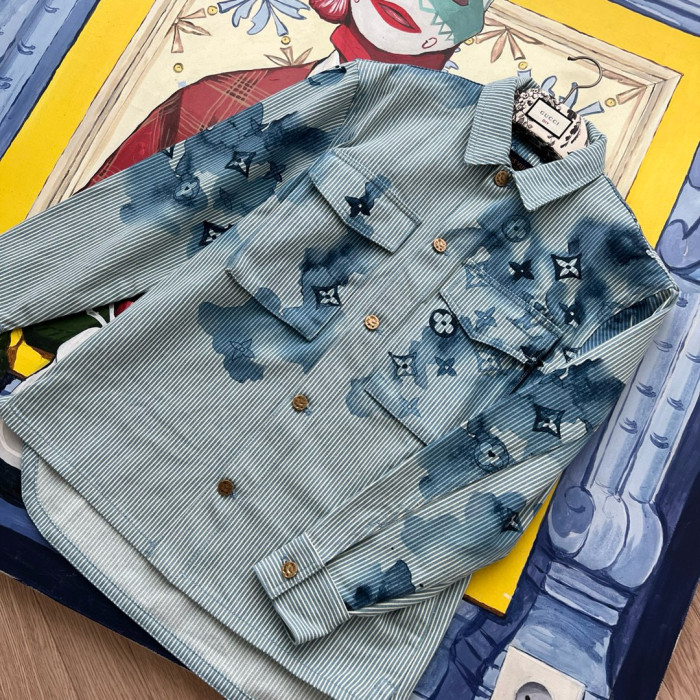 NIGO Louis Vuitton Men's Fall Blue Striped Denim Long Sleeve Jacket #nigo97369