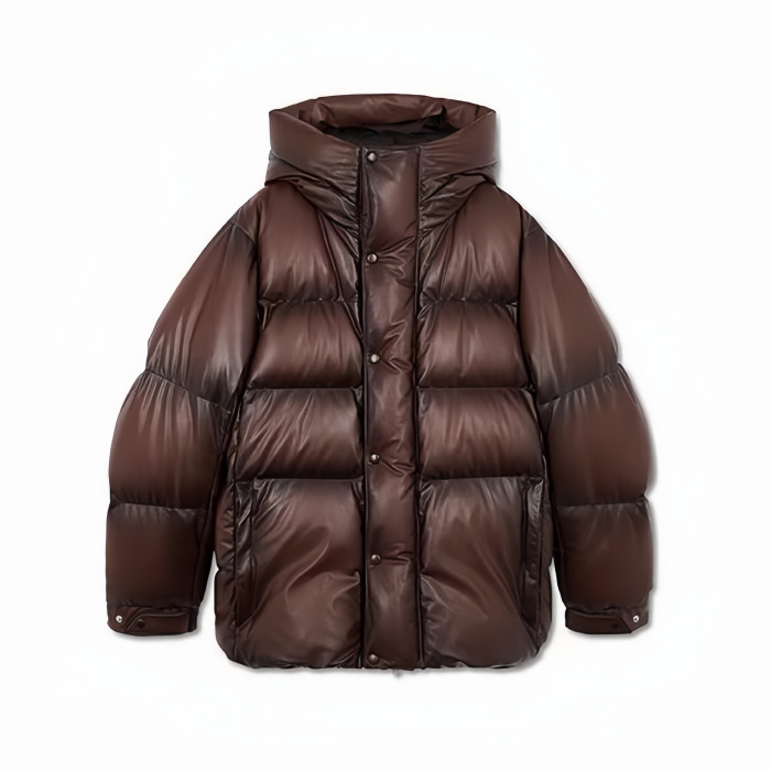 NIGO Berluti Men's Winter Solid Color Single Breasted Long Sleeve Hooded Leather Puffer Down Jacket Ngvp #nigo7215