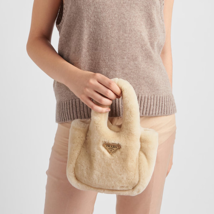 NIGO Prada Women's Shearling Mini Wool Tote Bag Bags #nigo97365