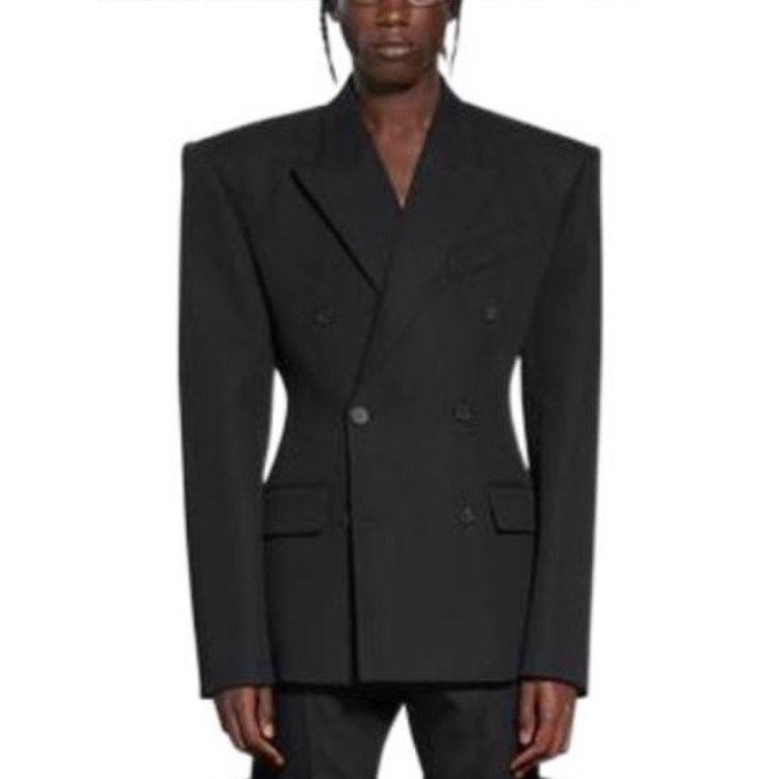 NIGO Balenciaga Men's Women's Spring And Autumn Black Lapel Double Breasted Wool Long Sleeve Fitted Blazer Jacket Ngvp #nigo7249