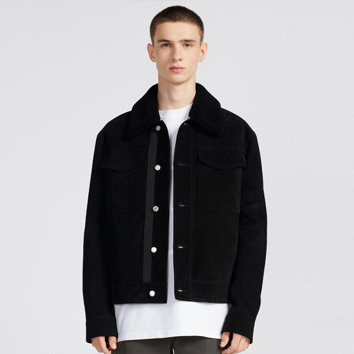 NIGO Dior Men's Autumn And Winter Solid Color Lapel Casual Single Breasted Cowhide Leather Short Jacket Ngvp #nigo7226