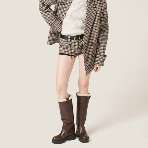 NIGO MiuMiu Women's Winter Wool Tall Calfskin Knight Boots Shoes #nigo97427