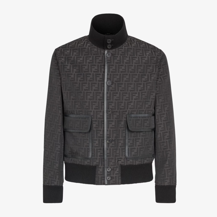 NIGO Fendi Men's Blouson FF Jacquard Fabric Winter Logo Printed Single Breasted Zip Jacket #nigo97458