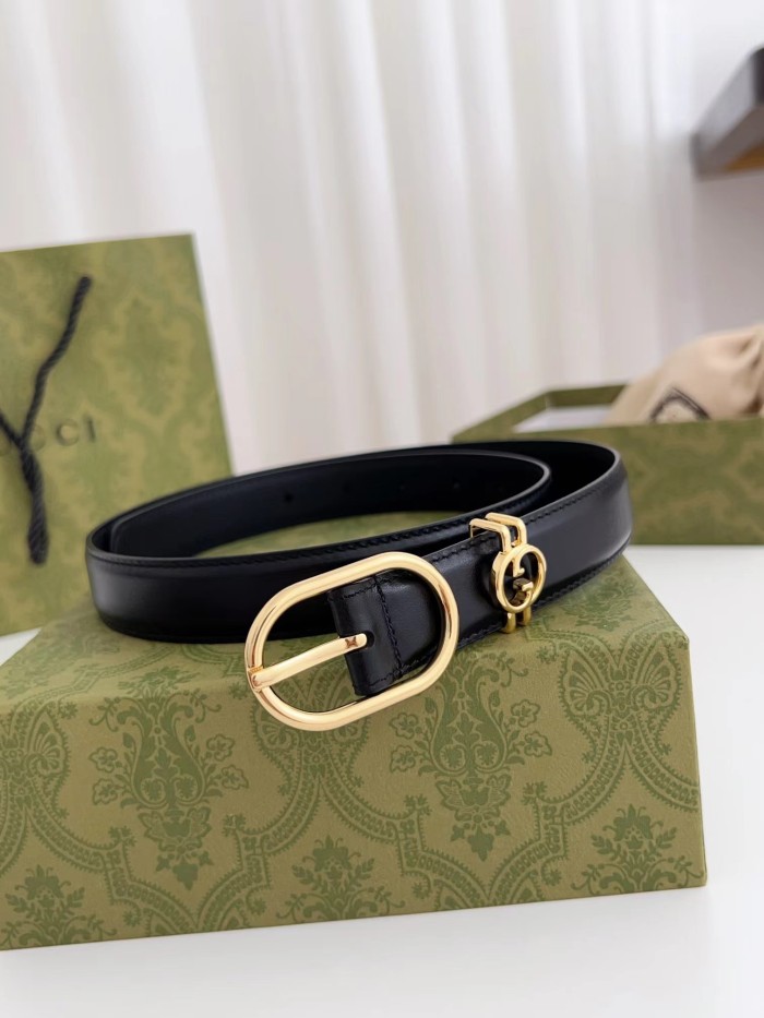 NIGO Gucci Women's Leather Belt With Round Interlocking G Width 2.5cm  #nigo97479