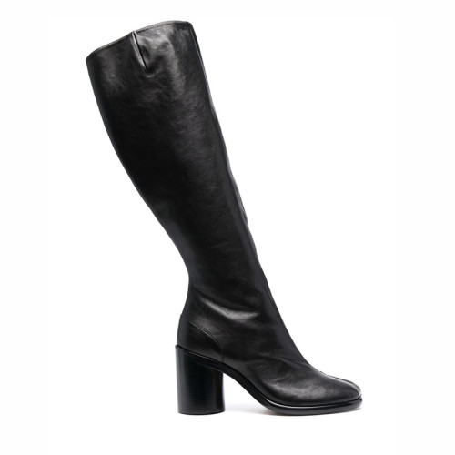 NIGO Maison Margiela Women's Fall And Winter Fashion Trend Chunky Heel Thigh High Boots Cowhide Split Toe Boots Black Ngvp #nigo7335