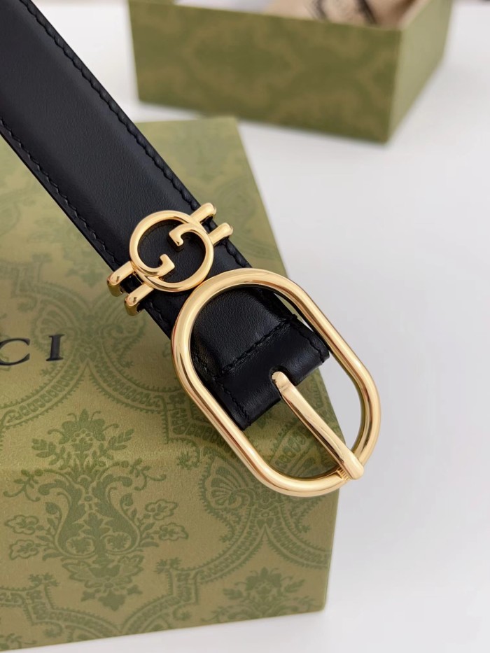 NIGO Gucci Women's Leather Belt With Round Interlocking G Width 2.5cm  #nigo97479