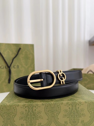 NIGO Gucci Women's Leather Belt With Round Interlocking G Width 2.5cm  #nigo97479
