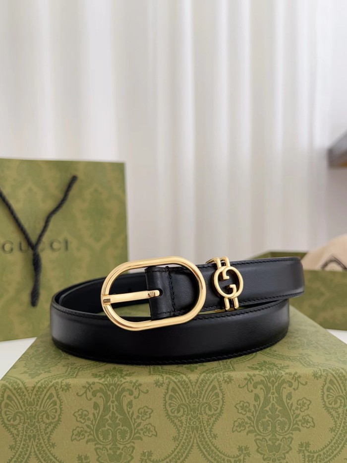NIGO Gucci Women's Leather Belt With Round Interlocking G Width 2.5cm  #nigo97479