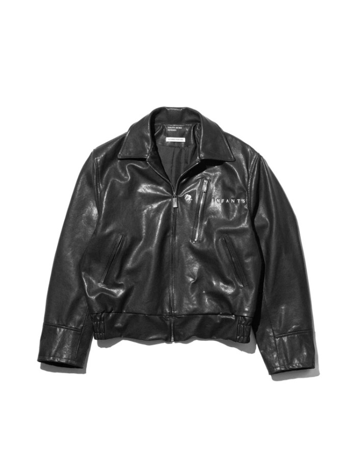 NIGO Enfants Riches Deprimes Men's Fall And Winter Black Fashion Trend High Street Goatskin Embroidery Lapel Zipper Leather Jacket Ngvp #nigo7349