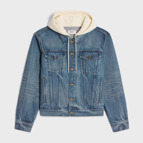 NIGO Celine Men's Autumn Blue Denim Single Breasted Hooded Jacket #nigo97489