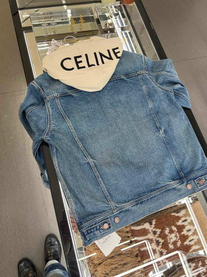 NIGO Celine Men's Autumn Blue Denim Single Breasted Hooded Jacket #nigo97489