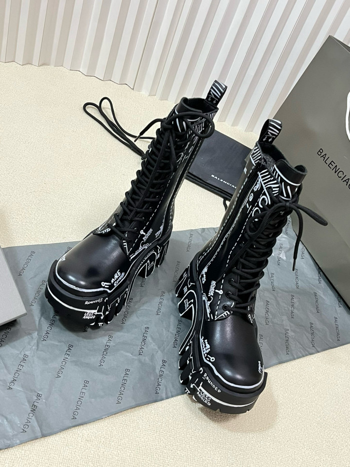Balenciaga Women's Bulldozer Lace-Up Boot In Black Ngvp #nigo6593