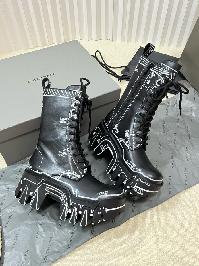 Balenciaga Women's Bulldozer Lace-Up Boot In Black Ngvp #nigo6593