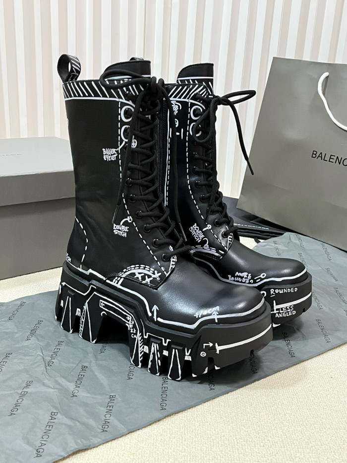 Balenciaga Women's Bulldozer Lace-Up Boot In Black Ngvp #nigo6593