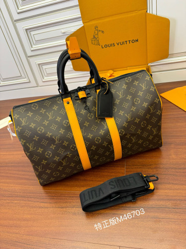 NIGO Louis Vuitton Keepall Bandoulière 45 Brown Leather Tote Travel Bag Bags #nigo97541