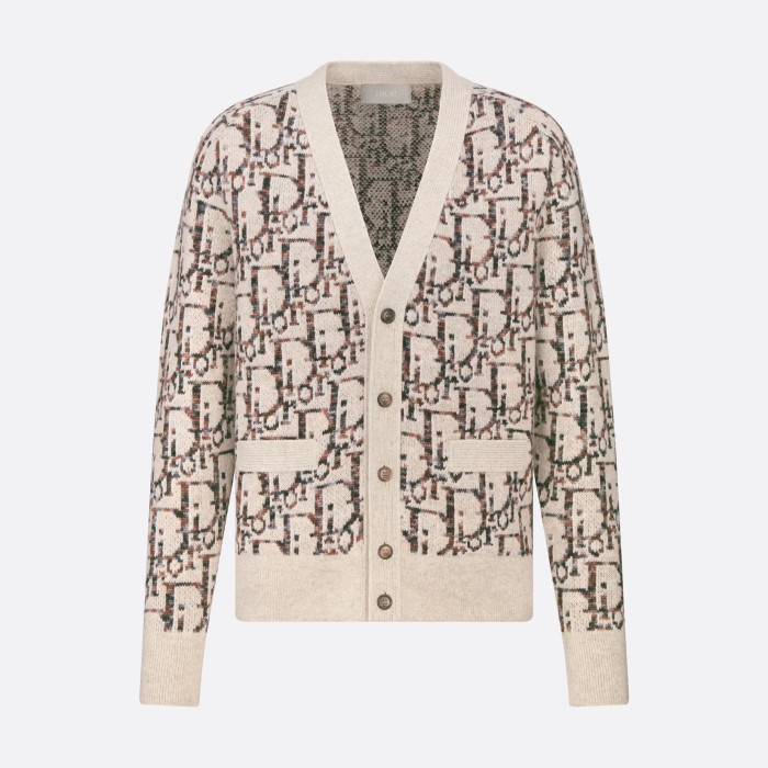 NIGO Dior Men's Spring And Summer Logo Kacquard V-Neck Single-Breasted Wool Knit Cardigan Jacket #nigo97553