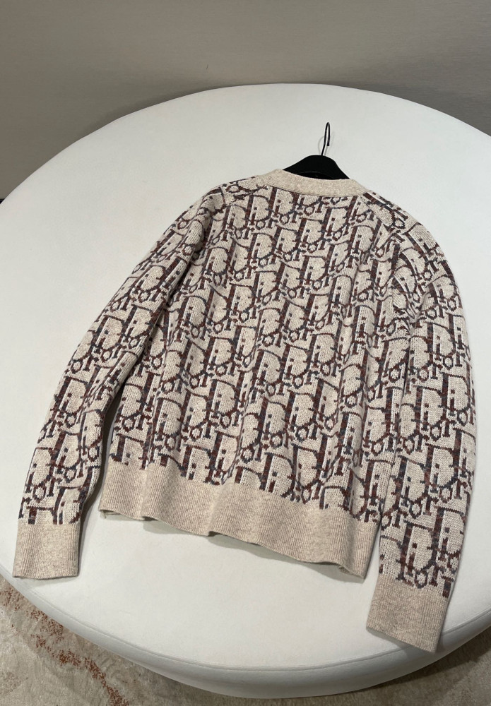NIGO Dior Men's Spring And Summer Logo Kacquard V-Neck Single-Breasted Wool Knit Cardigan Jacket #nigo97553