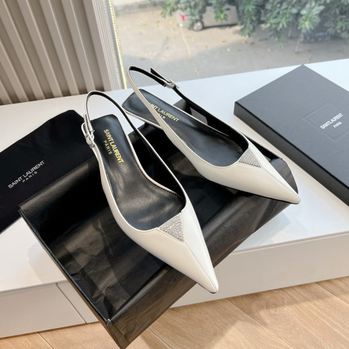NIGO Saint Laurent Metallic Diamond Buckle Cow Leather Heels  Shoes #nigo97549