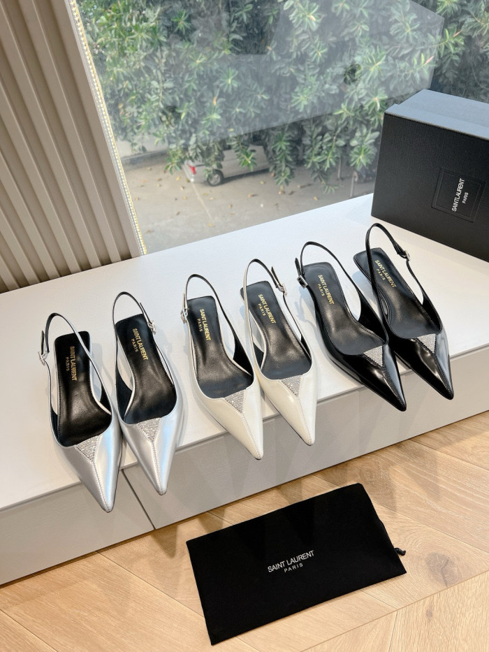 NIGO Saint Laurent Metallic Diamond Buckle Cow Leather Heels  Shoes #nigo97549