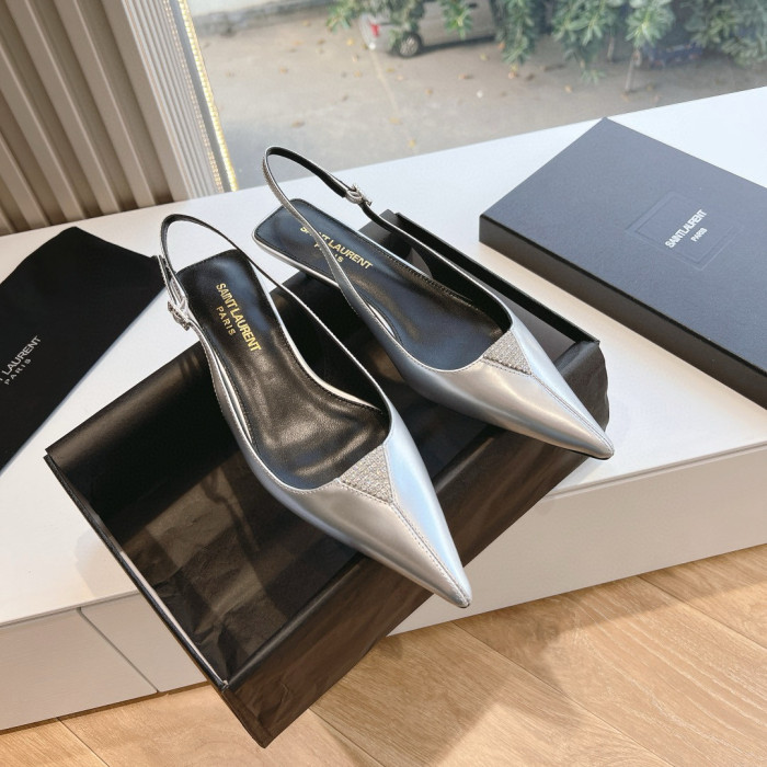 NIGO Saint Laurent Metallic Diamond Buckle Cow Leather Heels  Shoes #nigo97549