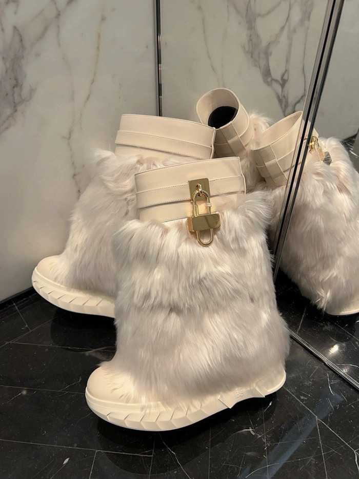 NIGO Givenchy Women's Winter Thick Sole Cowhide Shark Lock Locomotive Boots Shoes #nigo97571