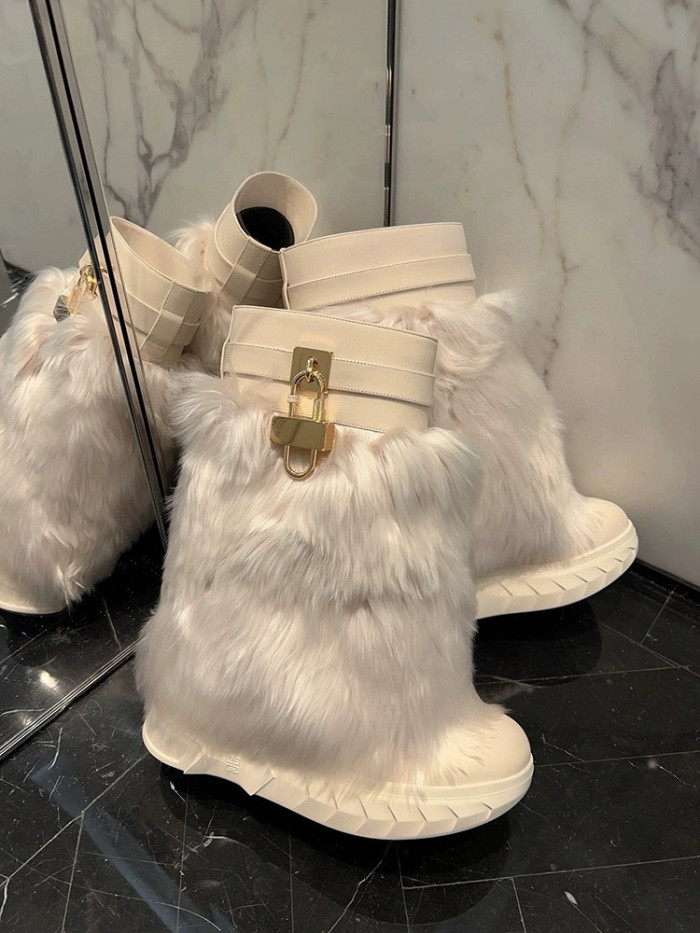 NIGO Givenchy Women's Winter Thick Sole Cowhide Shark Lock Locomotive Boots Shoes #nigo97571
