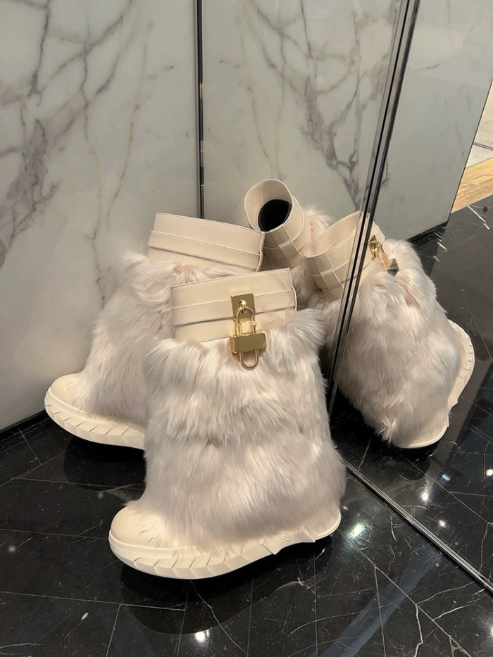 NIGO Givenchy Women's Winter Thick Sole Cowhide Shark Lock Locomotive Boots Shoes #nigo97571