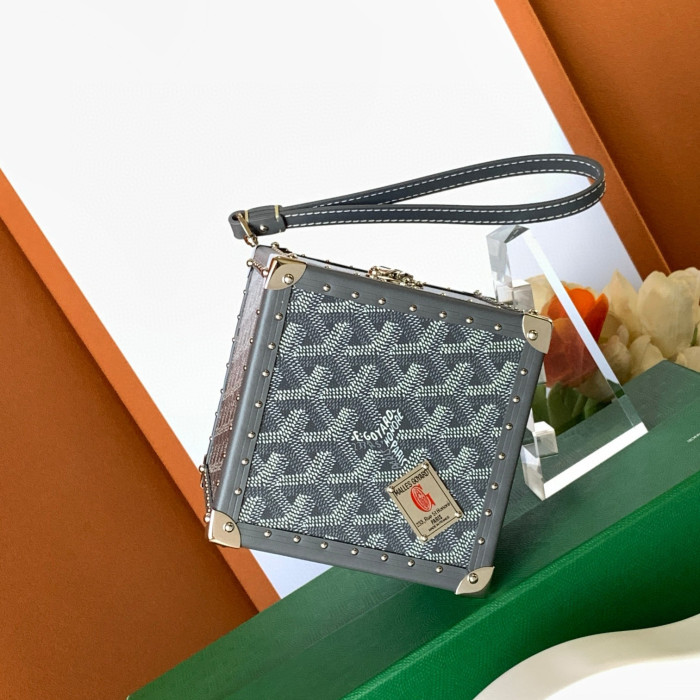 NIGO GOYARD Dé Trunk Bag Leather Cube Shaped Tote Bags #nigo97582