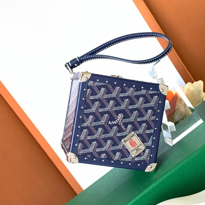 NIGO GOYARD Dé Trunk Bag Leather Cube Shaped Tote Bags #nigo97582