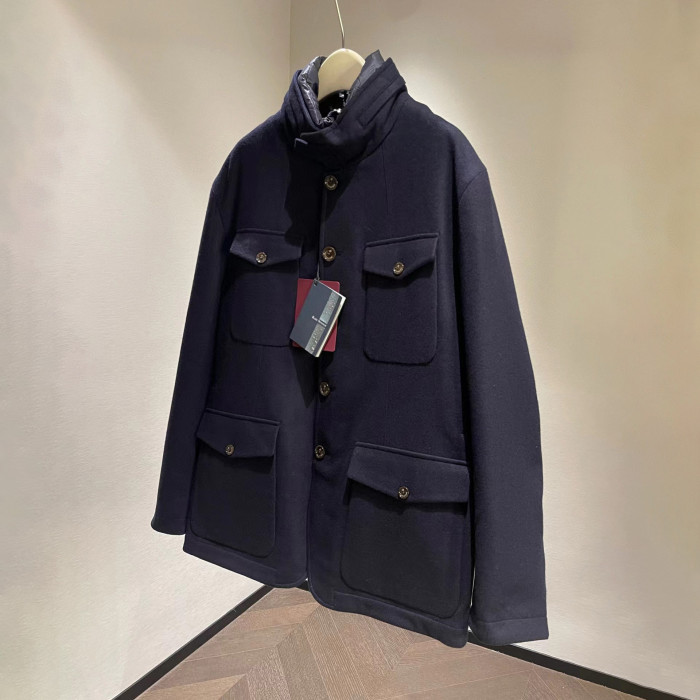 NIGO Montecore X Loro Piana Rain System Men's Winter Wool Tweed Fabric Hidden Hooded Puffer Down Jacket #nigo97595