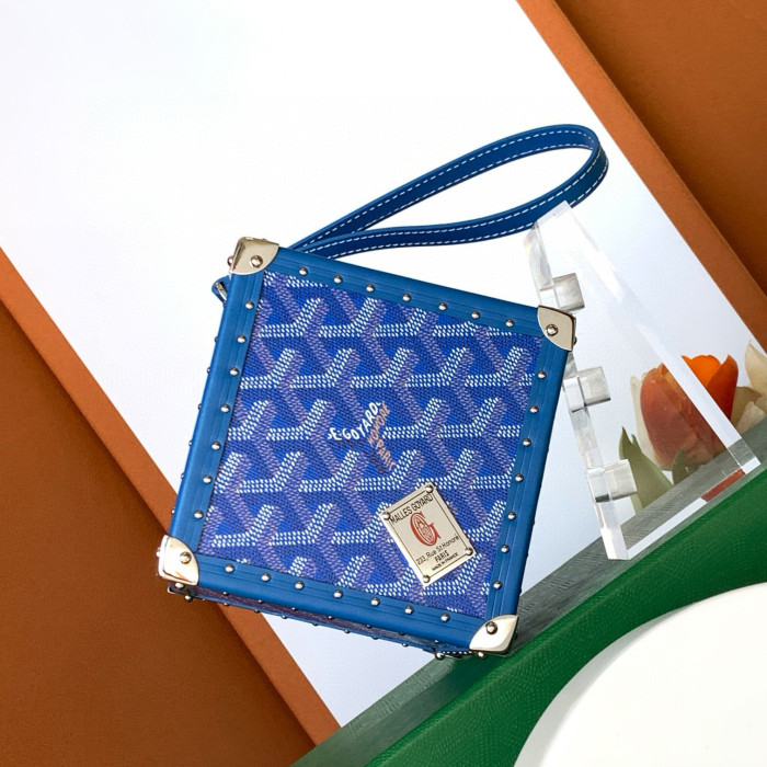 NIGO GOYARD Dé Trunk Bag Leather Cube Shaped Tote Bags #nigo97582