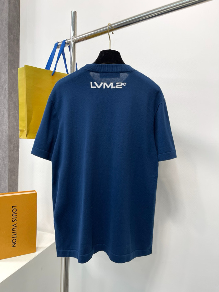 NIGO Louis Vuitton Men's Summer Blue Letter Print Round Neck Short-Sleeved Cotton Crewneck T-Shirt #nigo97585
