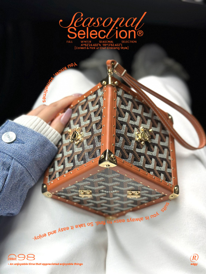 NIGO GOYARD Dé Trunk Bag Leather Cube Shaped Tote Bags #nigo97582