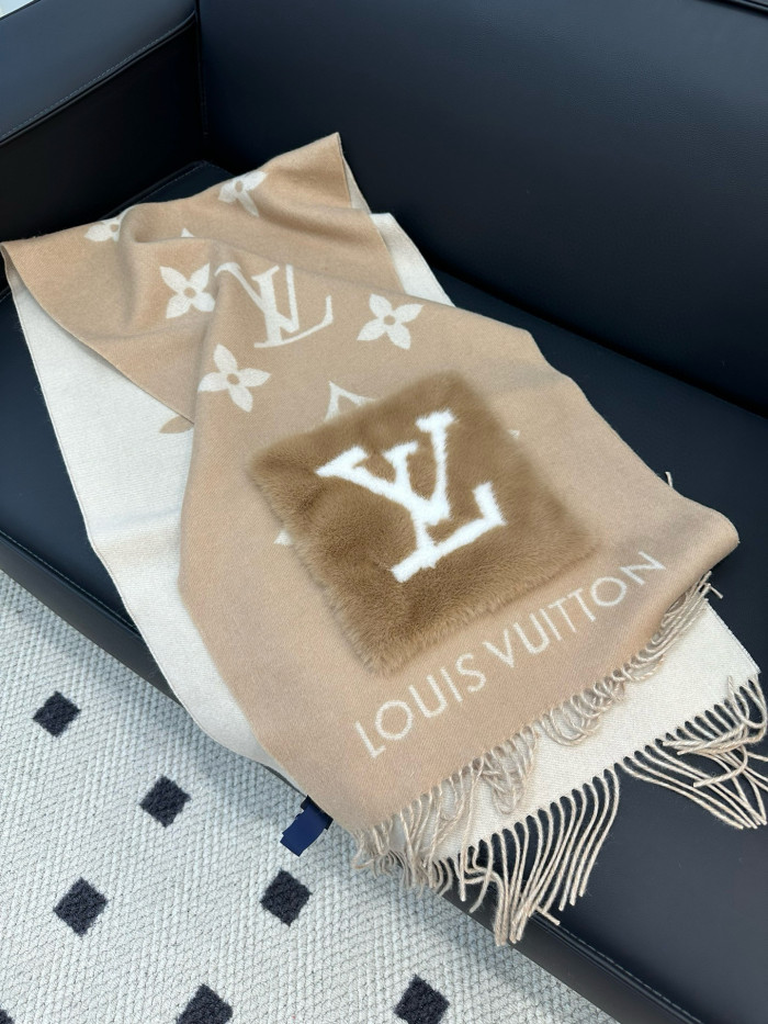 NIGO Louis Vuitton Cold Reykjavik Scarf Med Monogram I Kashmir Med Dobbel Lomme I Mink Og Kashmir For Kvinner #nigo97648