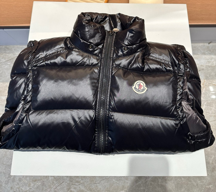 NIGO Moncler Men's Winter Black Solid Colour Logo Label Zip Hooded Down Short Waistcoat Vest #nigo97646
