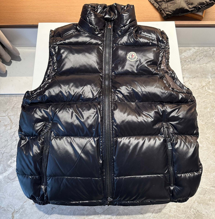 NIGO Moncler Men's Winter Black Solid Colour Logo Label Zip Hooded Down Short Waistcoat Vest #nigo97646