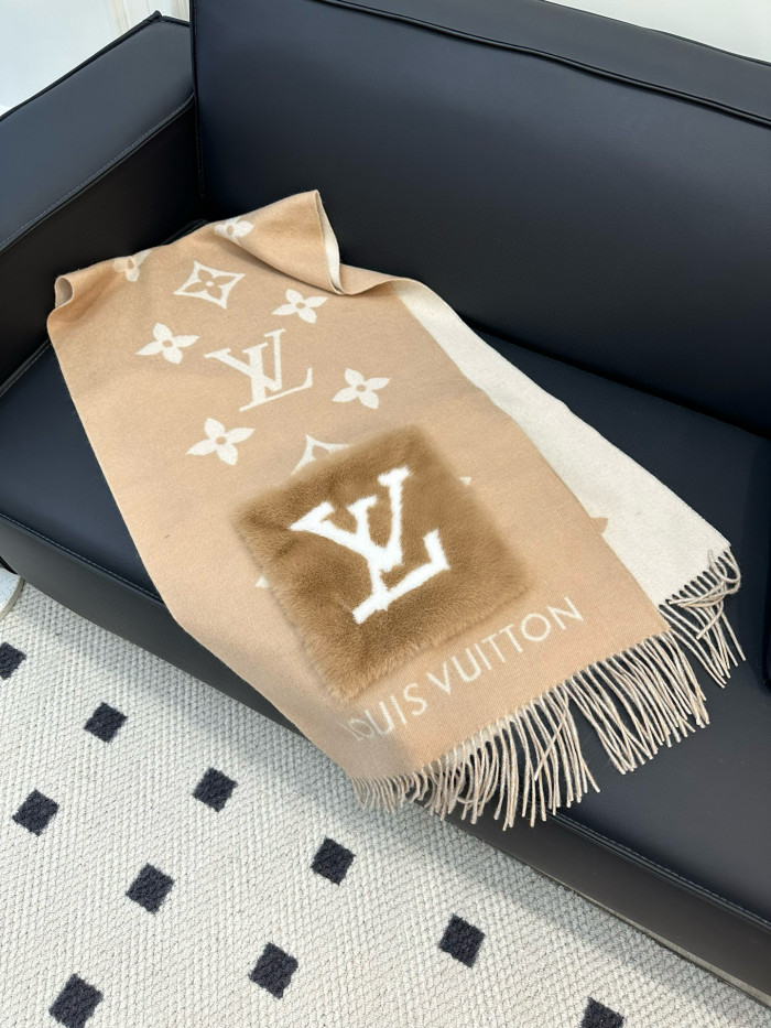 NIGO Louis Vuitton Cold Reykjavik Scarf Med Monogram I Kashmir Med Dobbel Lomme I Mink Og Kashmir For Kvinner #nigo97648