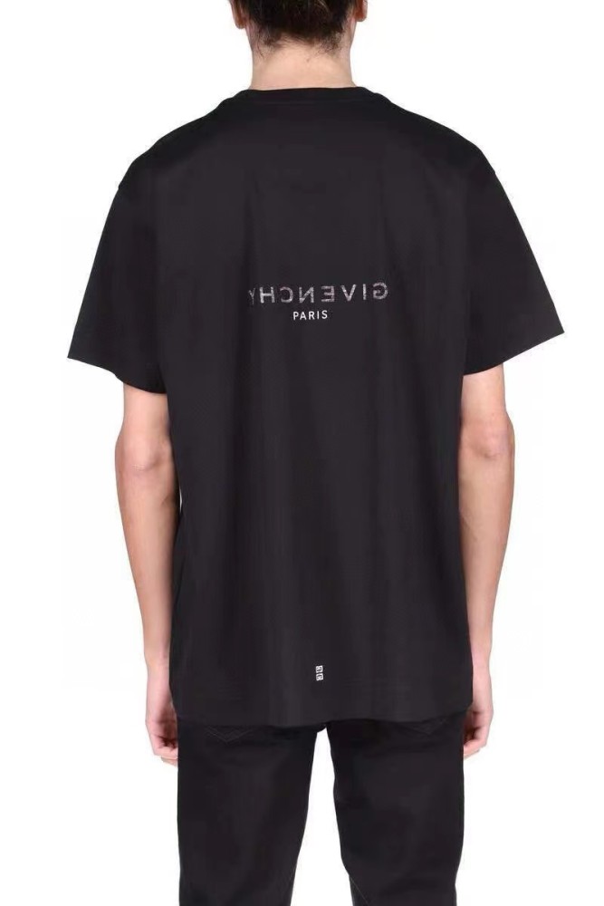 NIGO Givenchy Men's Summer Black Round Neck Short Sleeve Reverse Slim Fit T-shirt In Cotton #nigo97669
