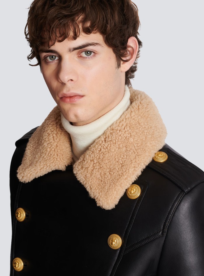 NIGO Balmain Men's Winter Solid Color Double Breasted Lapel Fashion Long Fit Fur Coat Ngvp #nigo7427