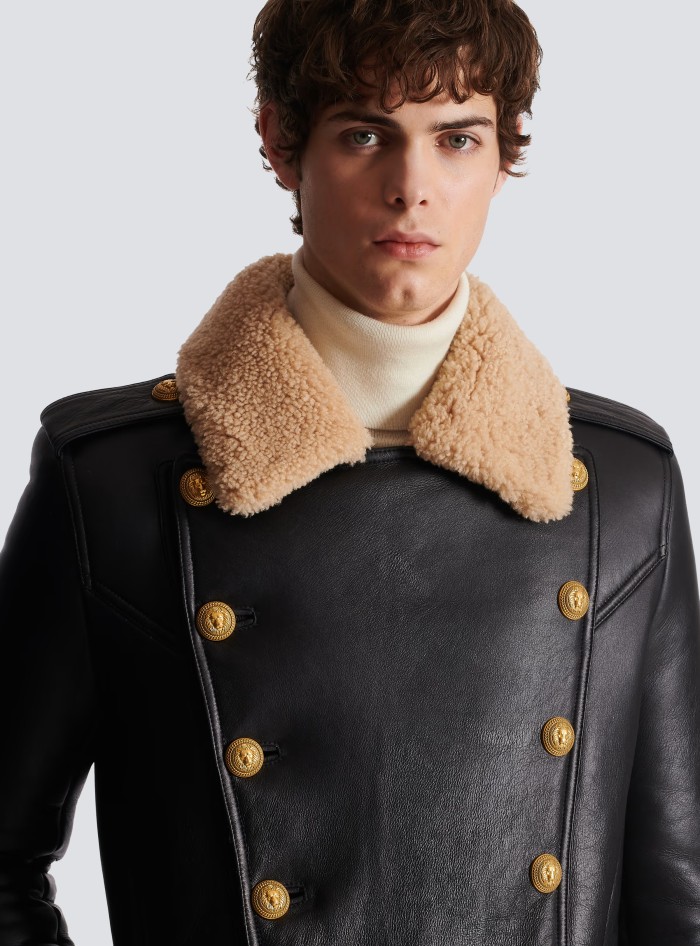 NIGO Balmain Men's Winter Solid Color Double Breasted Lapel Fashion Long Fit Fur Coat Ngvp #nigo7427