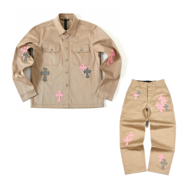 NIGO Chrome Hearts Men's Spring and Autumn Chess Check Single Breasted Lapel Cotton Jacket Pants Set Suit #nigo97685