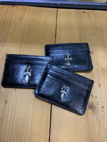 NIGO Chrome Hearts Men's and Women's Black Leather Cross Accessories Coin Purse Card Case Bag #nigo97721