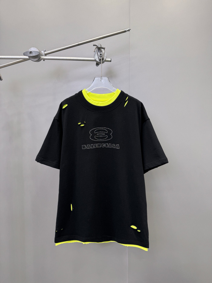 NIGO Balenciaga Men's Summer Fake 2 Piece Colour Block Cotton Round Neck Short Sleeve T-Shirt #nigo97735