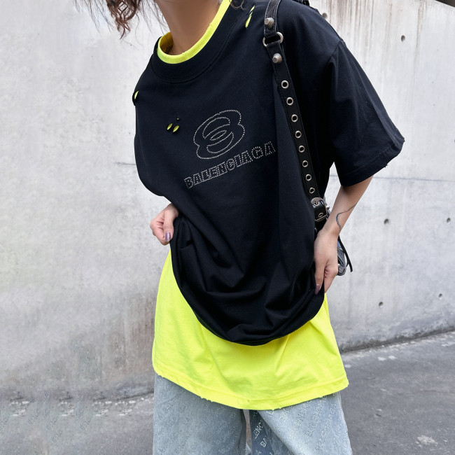 NIGO Balenciaga Men's Summer Fake 2 Piece Colour Block Cotton Round Neck Short Sleeve T-Shirt #nigo97735